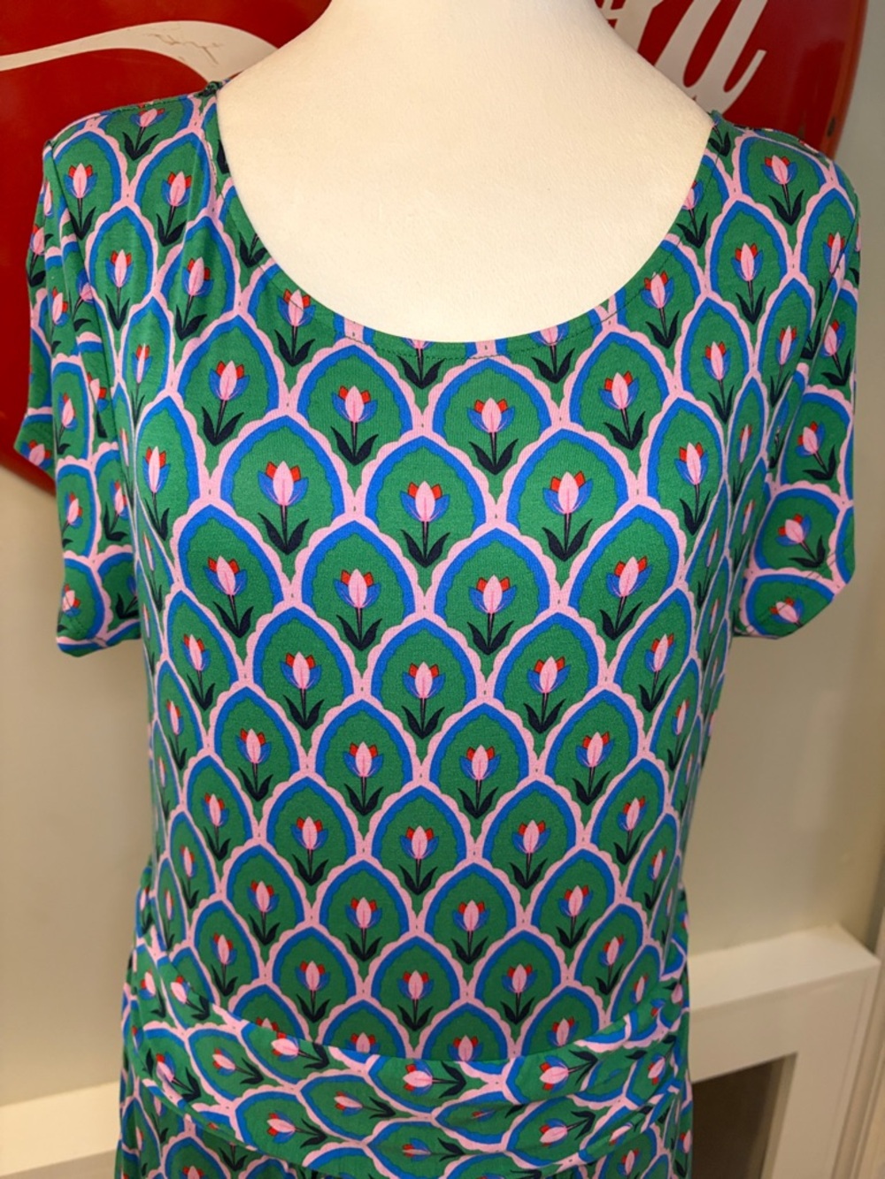 Boden NWT Green Tulip Geo Print Jersey Slip on Midi Dress  Eco Line Size US 10R